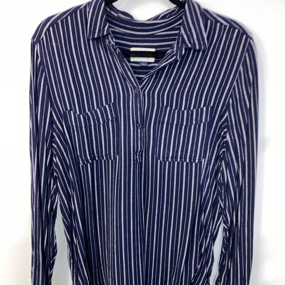 Blue and White Blouse